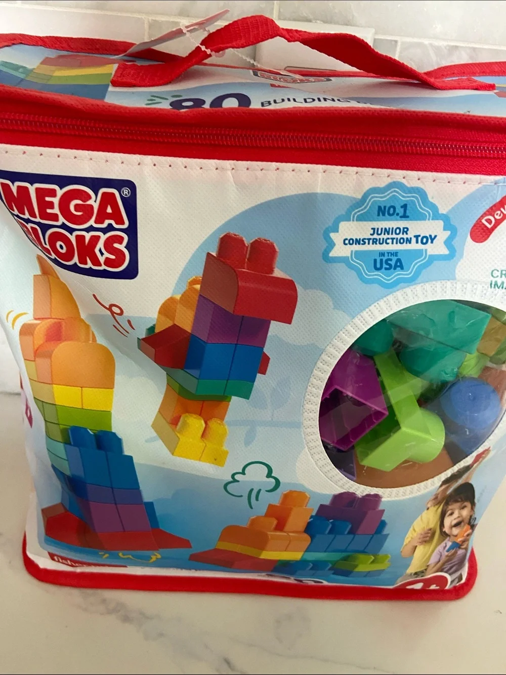 Fisher-Price Mega Bloks Building Bag - Red, Blue, Yellow, Green, Purple, Orange